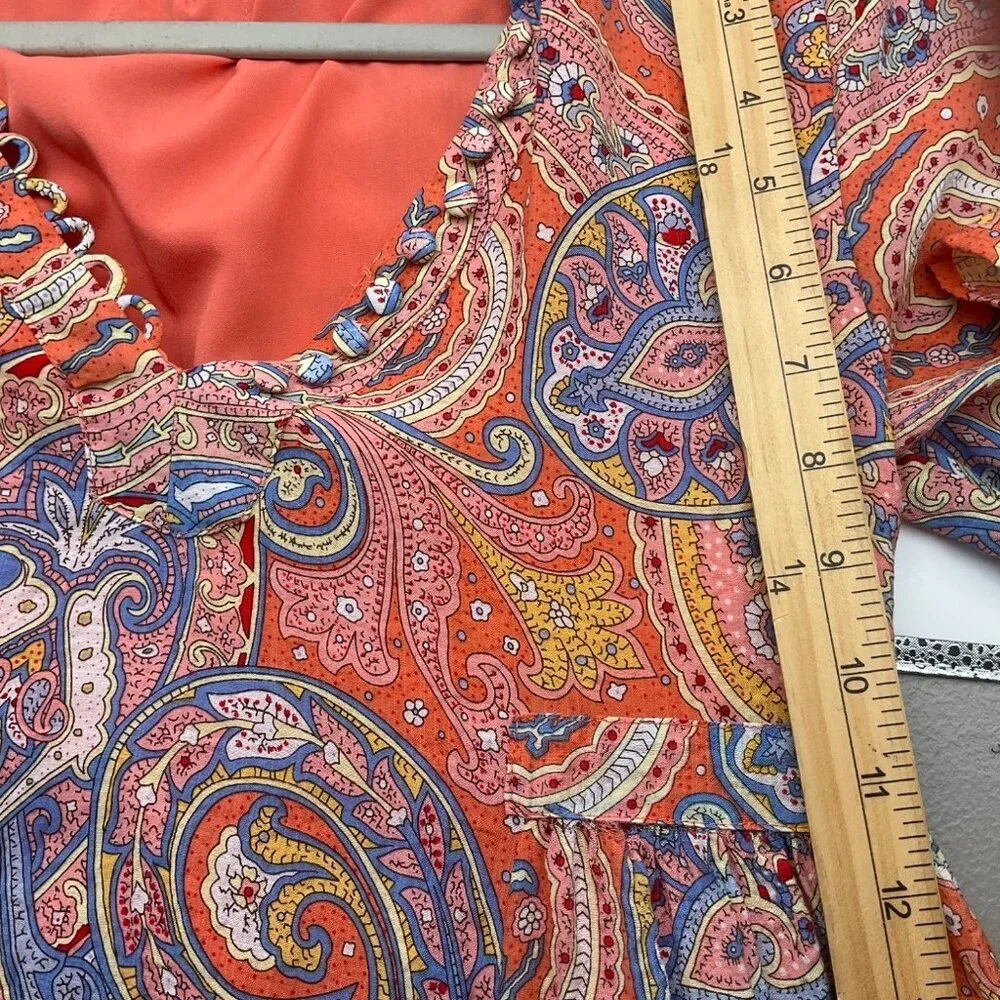 Molly Bracken Small Paisley Midi Dress Empire Waist V-Neck Flowy Boho - Picture 15 of 16